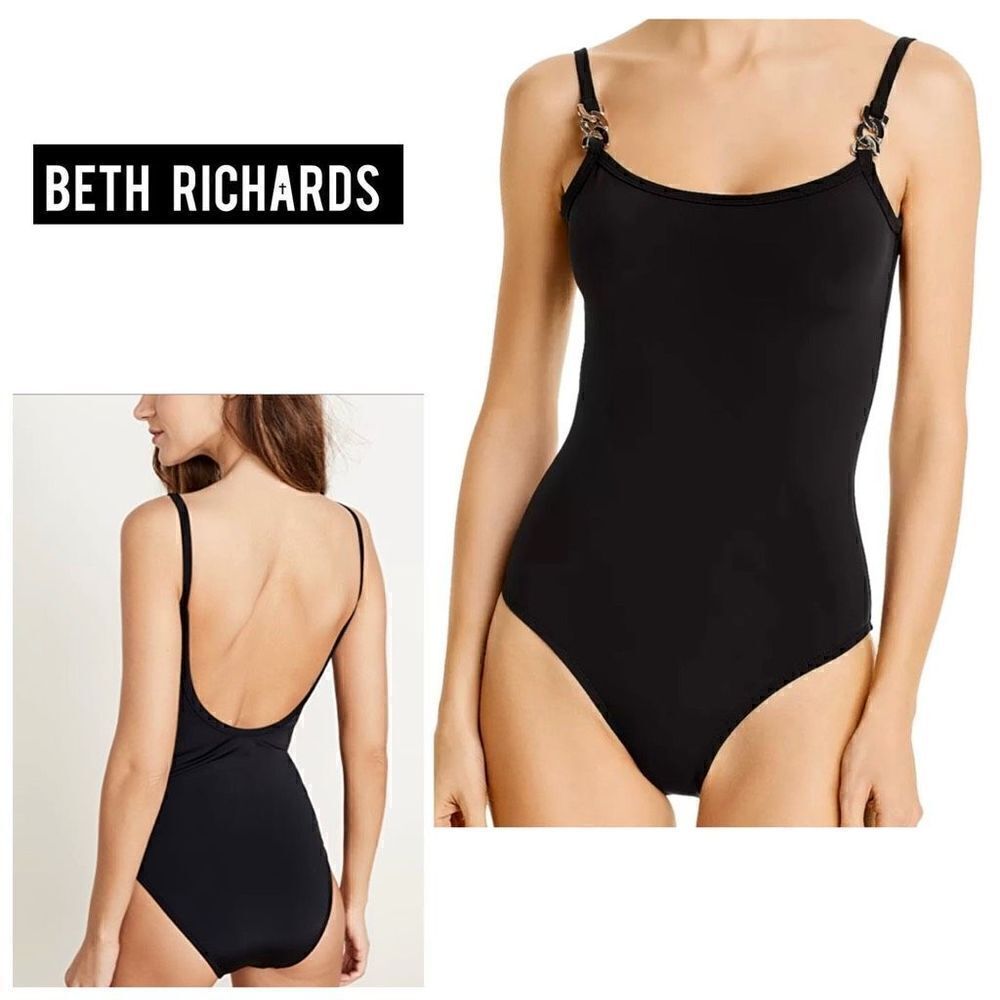 New. Beth Richards black chain swimsuit. Retails $260.